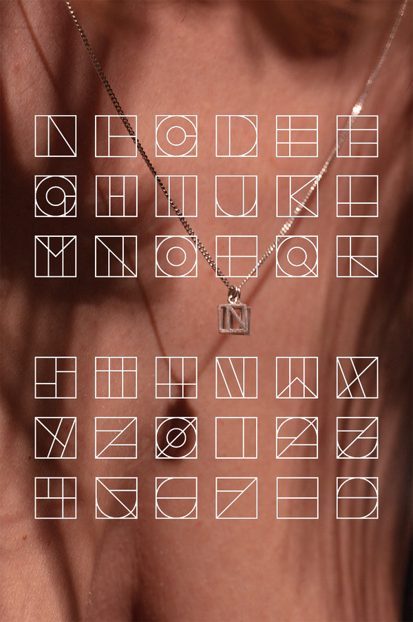 Bracelet rectangulaire LVK Alphabet, argent