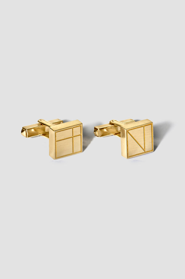 LVK Alphabet Square Cuff Gold Plated Silver